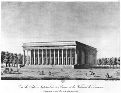 View of the Bourse Imperial Palace and the Commercial Court, Paris, early 19th century by Jacques Louis Constant Le Cerf